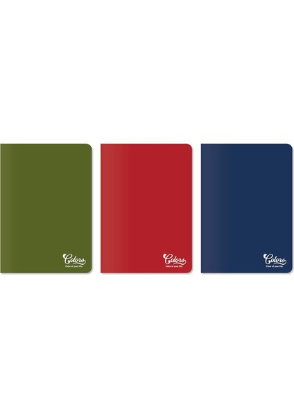 Colors Ofis Serisi, A5 60 Yaprak Çizgisiz Karton Kapaklı Defter 3'lü Paket, Kırmızı, Navy, Yeşil