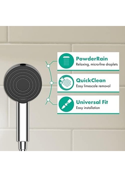 Pulsify S Duş Başlığı, Duş Başlığı, 1 Püskürtme Türü, Kireç Önleme Fonksiyonu, Krom, Plastik