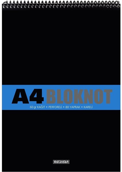 A4 Pet Spiralli Bloknot 80 Yaprak 2'li Paket, Kareli