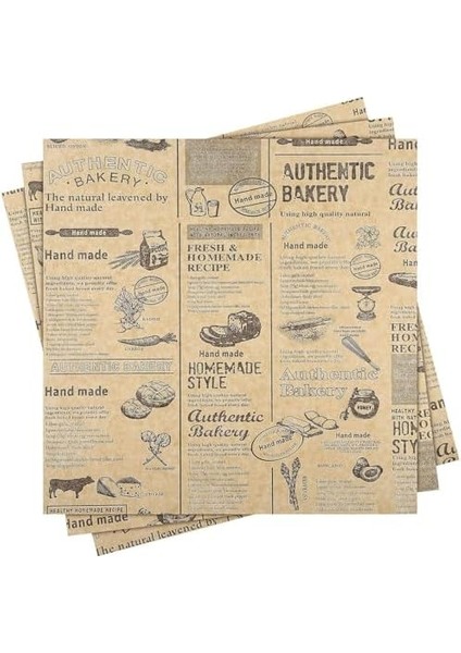 Vintage Gazete Desenli Yağlı Kağıt, Kendinden Desenli Mutfak Sunum Kağıdı, Yemek Sunumları Için Ideal 50 Adet