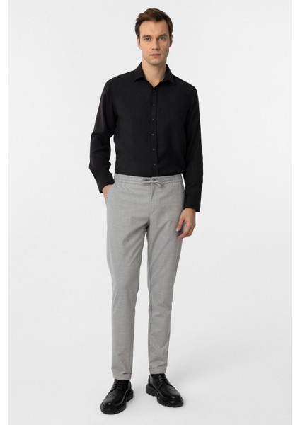 Slim Kalıp Gri Bağcıklı Jogger Pantolon