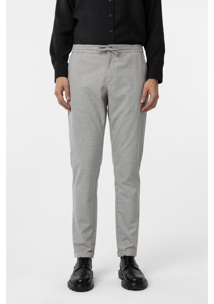 Slim Kalıp Gri Bağcıklı Jogger Pantolon modelleri