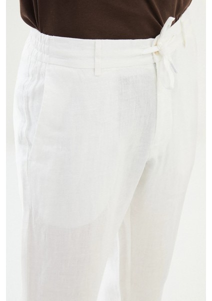 Düz Slim Fit %100 Keten Erkek Pantolon modelleri