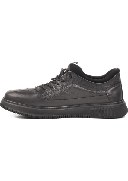 3K1138 M Siyah Hakiki Deri Erkek Sneaker