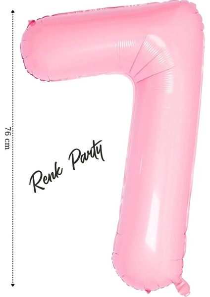 Folyo Balon 7 Rakamı Helyum Balon 76 cm Pembe Renk - 7 Yaş Balonu - 7 Rakam Balon - 34 Inch