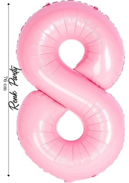Folyo Balon 8 Rakamı Helyum Balon 76 cm Pembe Renk - 8 Yaş Balonu - 8 Rakam Balon - 34 Inch