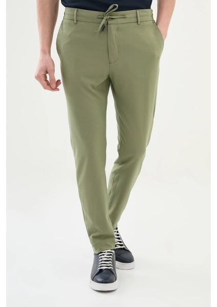 Gofreli Super Slim Fit Beli Lastikli Ipli Erkek Pantolon