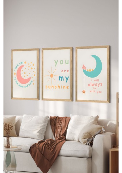 3 Parça Ahşap Çerçeve Görünümlü Mdf Poster Tablo Seti - Set 29