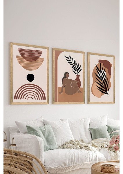 3 Parça Ahşap Çerçeve Görünümlü Mdf Poster Tablo Seti - Set 36