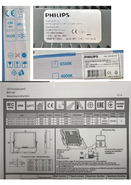 (1 Adet) Phılıps 150W Projektör Beyaz (6500K) BVP150 G2 LED150 Cw Psu Swb Tr