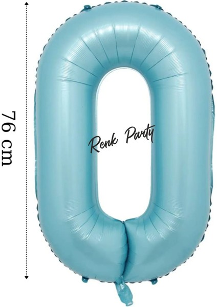 Folyo Balon 0 Rakamı Helyum Balon 76 cm Mavi Renk - 0 Yaş Balonu - 0 Rakam Balon - 34 Inch