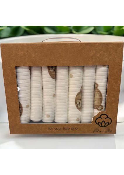 %100 Pamuklu Organik Kız - Erkek Bebek Ağız Mendili 7'li Set Kutulu