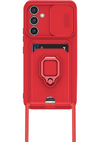 Samsung Galaxy A36 Kılıf Zuma Kartvizitli Yüzüklü Silikon - Kırmızı Mrayd