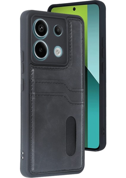 Xiaomi Redmi Note 13 Pro 5g Kılıf Sara Kartvizitli Deri Kılıf - Siyah Mrayd