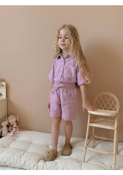 Kız Çocuk Müslin Kumaş Gömlekli Takım modelleri