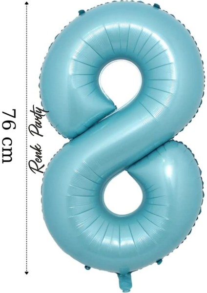 Folyo Balon 8 Rakamı Helyum Balon 76 cm Mavi Renk - 8 Yaş Balonu - 8 Rakam Balon - 34 Inch