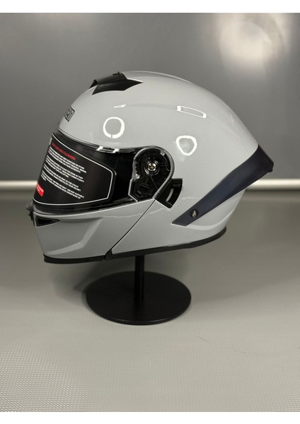 WS-202 Güneş Gözlüklü Çene Açılır Kask (Şeffaf Vizörlü) Cement Grey