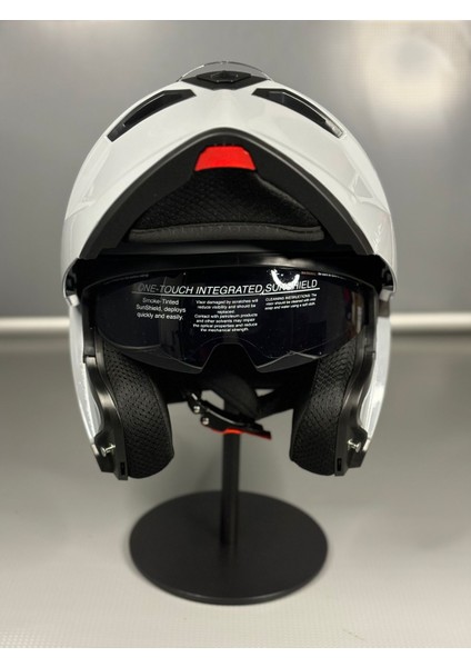 WS-202 Güneş Gözlüklü Çene Açılır Kask (Şeffaf Vizörlü) Cement Grey