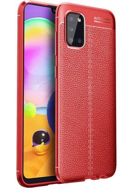 Samsung Galaxy A31 Kılıf Focus Derili Silikon - Kırmızı Ynsmr