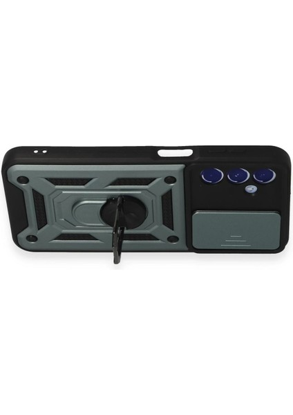 Samsung Galaxy M34 5g Kılıf Pars Lens Yüzüklü Silikon - Yeşil Mrayd