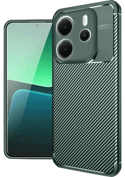 Xiaomi Redmi Note 14 4g Kılıf Auto Focus Karbon Kapak - Koyu Yeşil Mrayd