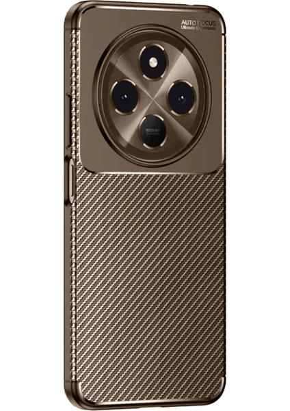 Tecno Spark 30 Kılıf Auto Focus Karbon Kapak - Kahverengi Mrayd