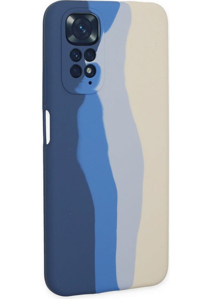 Xiaomi Redmi Note 11 Kılıf Ebruli Lansman Silikon - Lacivert-Krem Ynsmr