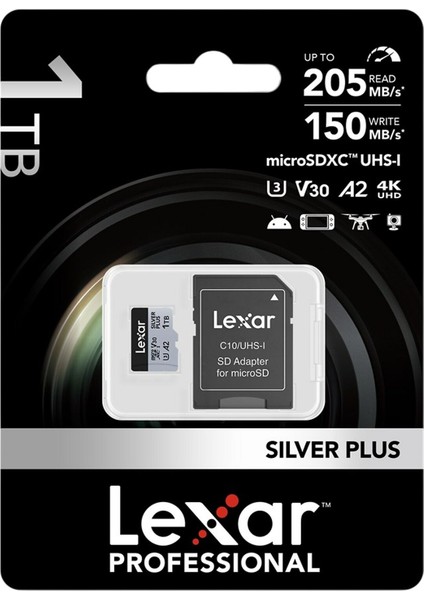 1tb Yüksek Performanslı Silver Plus Microsdxc Uhs-I, Up To 205MB/S Okuma 150MB/S Yazma Hafıza Kartı
