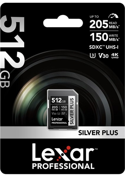 512GB LSDSIPL512G-BNNNG Sd Professional Silver Plus Sdxc Uhs-I Kart Up To 205MB/S Okuma 150MB/S Yazma Hafıza Kartı