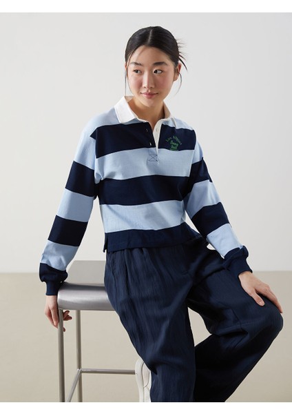 Yeni Sezon Polo Yaka Los Angeles Baskili Kadin Sweatshirt - S5GQ96Z8
