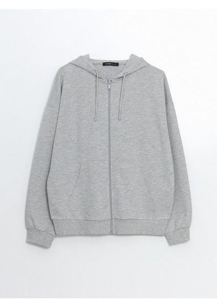 Yeni Sezon Kapusonlu Oversize Kadin Fermuarli Sweatshirt - S5AT11Z8 indirimleri
