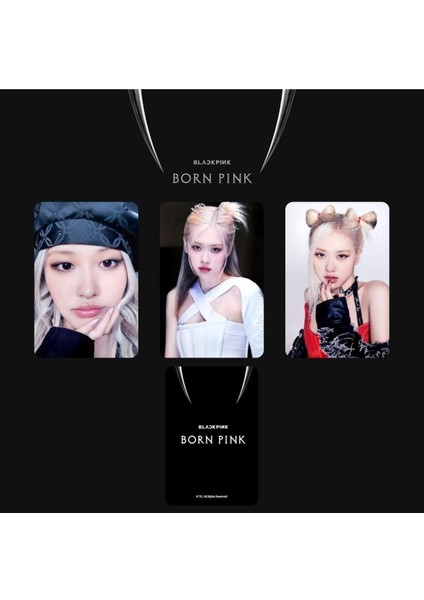 Blackpink Rose Born Pink Pob Kart Seti 3 Adet Çok Renkli 5.5 x 8.6 cm Ölçülerle