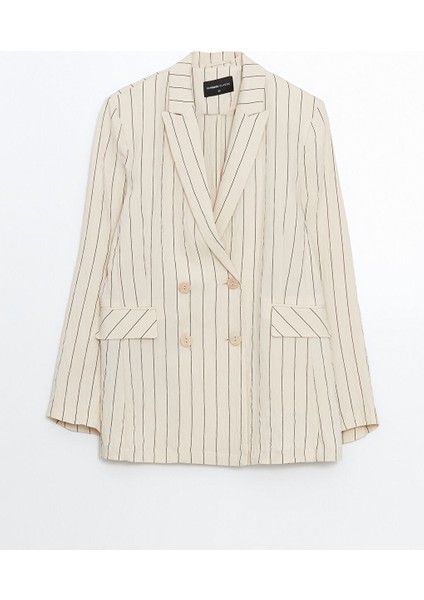 Yeni Sezon Cizgili Kadin Blazer Ceket - S5JU31Z8