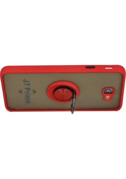 Samsung Galaxy J7 Prime Kılıf Montreal Yüzüklü Silikon Kapak - Kırmızı Mrayd