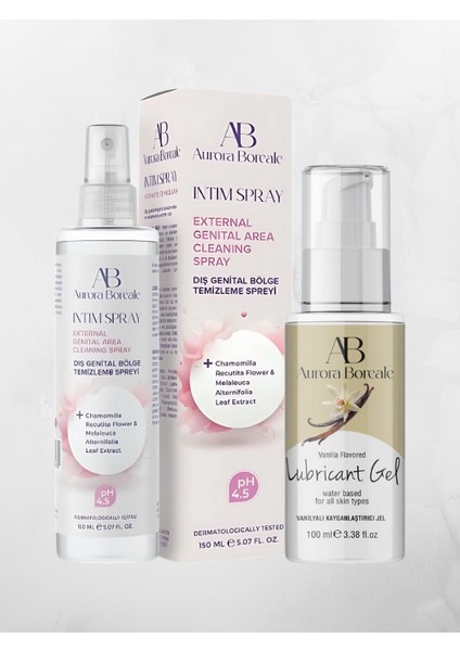 150 ml Intim Dış Genital Bölge Temizleme Spreyi + Vanilyalı Aromalı Jel 100 ml