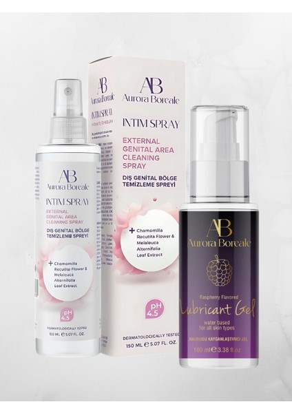 150 ml Intim Dış Genital Bölge Temizleme Spreyi + Ahududulu Jel 100 ml