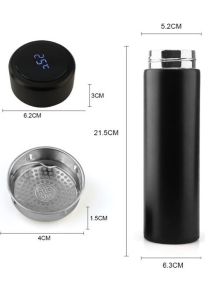 Dijital Sıcaklık Göstergeli Renkli Çelik Termos - 500 ml (483483)