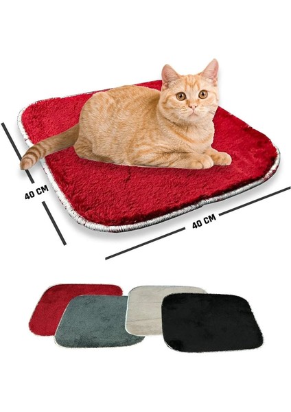 Yumuşak Dokulu Peluş Kedi Halısı 40X40 cm Kulübe Içi Pofuduk Minder