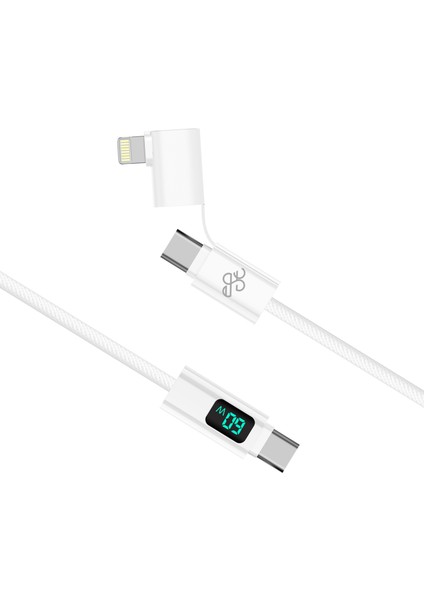 S171-2 60W 2in1 LCD Usb-C To Usb-C/l Dijital Ekranlı Hızlı Şarj Kablosu - 1.2m