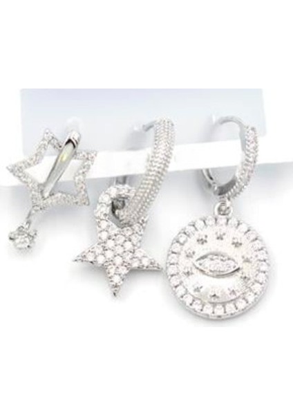 3'lü Yıldız Küpe - Gümüş