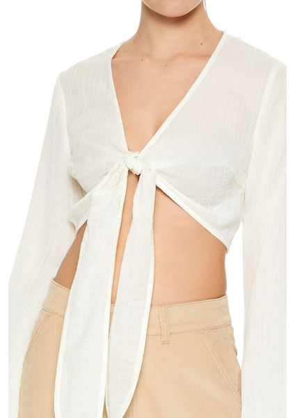 Derin V Yaka Bağlamalı Bluz modelleri