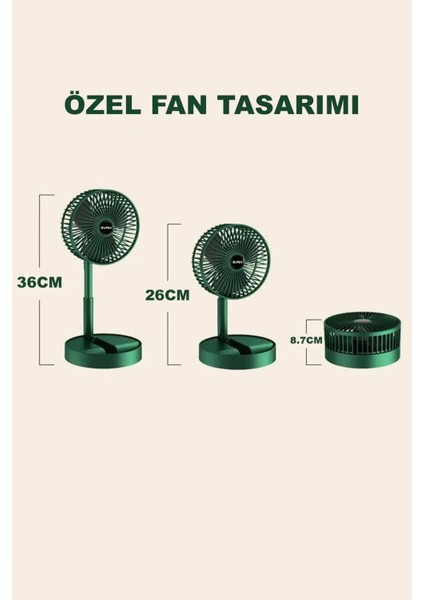 Sessiz 3 Kademeli Hafif Kablosuz 1200MAH Pervaneli Taşınabilir USB Şarjlı Masa El Fanı Vantilatör