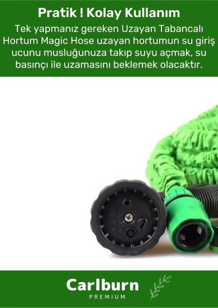 Premium Dolaşmaz Kırılmaz 7 Kademe Uzayan Bahçe Sulama Araç Yıkama Tabanca 22.5 Metre Sihirli Hortum indirimleri