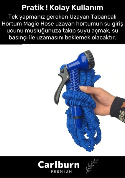 Premium Dolaşmaz Kırılmaz 7 Kademe Uzayan Bahçe Sulama Araç Yıkama Tabancalı 15 Metre Sihirli Hortum indirimleri