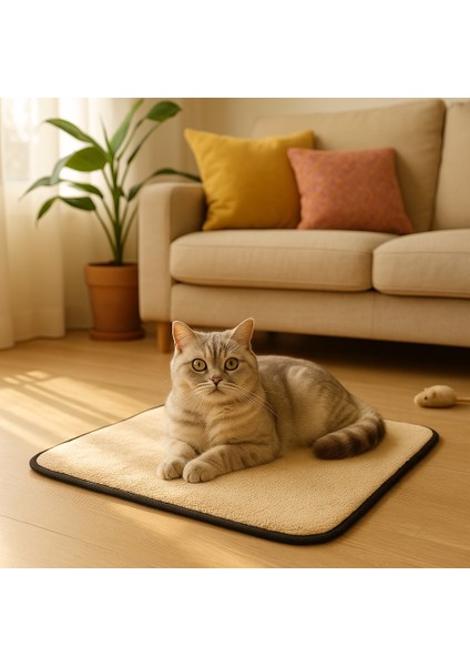 6 Adet Yumuşak Dokulu Peluş Kedi Halısı 40X40 cm Kulübe Içi Pofuduk Minder