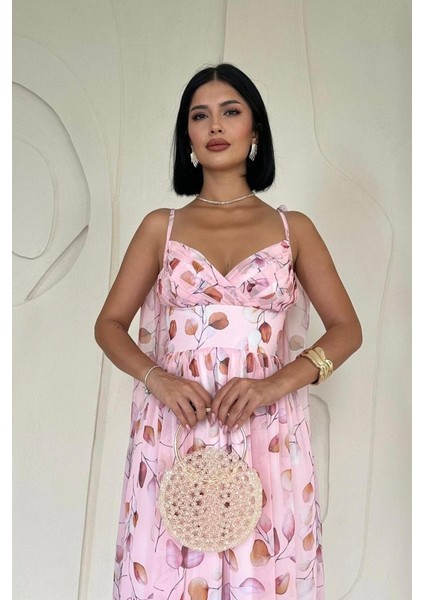 Pudra Şifon Drapeli Elbise fiyatları