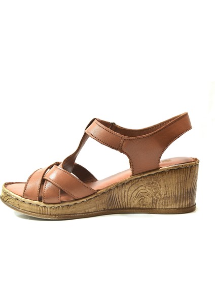 K-60 Deri Anatomik Dolgu Topuklu Kadın Sandalet modelleri
