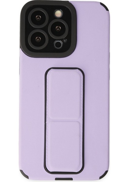 Apple iPhone 14 Pro Max Kılıf Mega Standlı Silikon - Lila Ynsmr