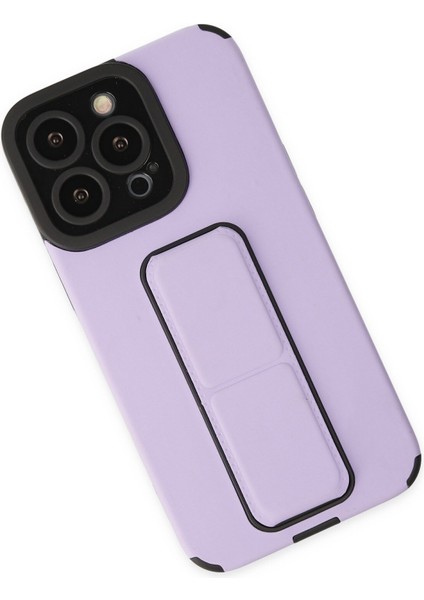 Apple iPhone 14 Pro Max Kılıf Mega Standlı Silikon - Lila Ynsmr