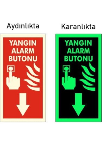 5 Adet Fosforlu Yangın Alarm Butonu Levhası